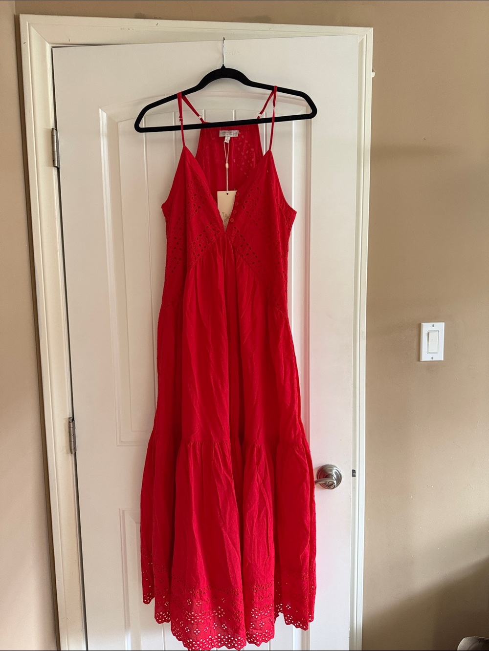 NWT Super Natural Women’s Red Eyelet Maxi Dress